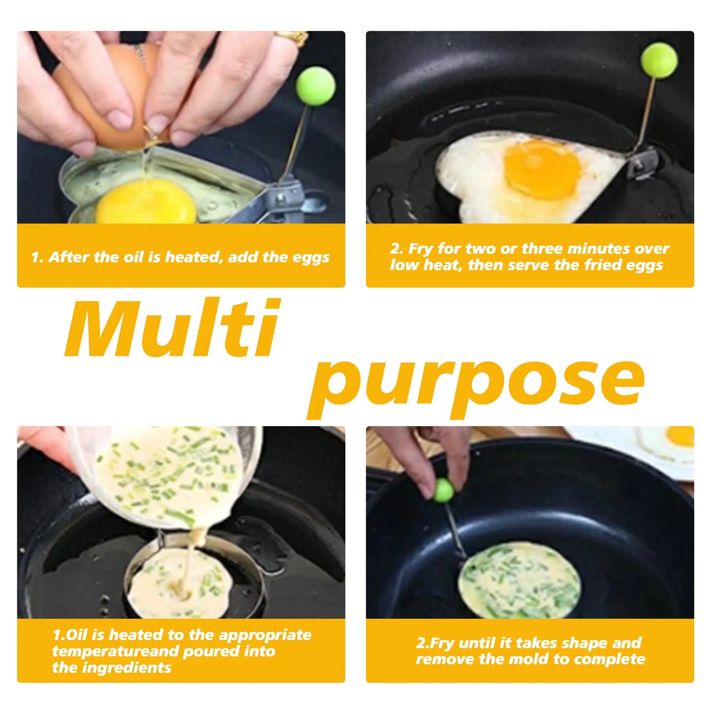 5 Counts Set Fried Egg Rings Molds Non Stick for Griddle Pan, Stainless Steel Egg Shaper for Pancakes,Cook Multiple Shapes in One Pan,Family Breakfast Helper