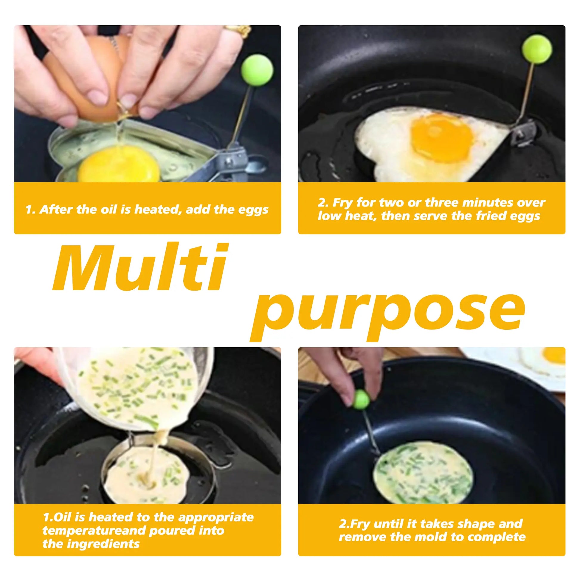 5 Counts Set Fried Egg Rings Molds Non Stick for Griddle Pan, Stainless Steel Egg Shaper for Pancakes,Cook Multiple Shapes in One Pan,Family Breakfast Helper