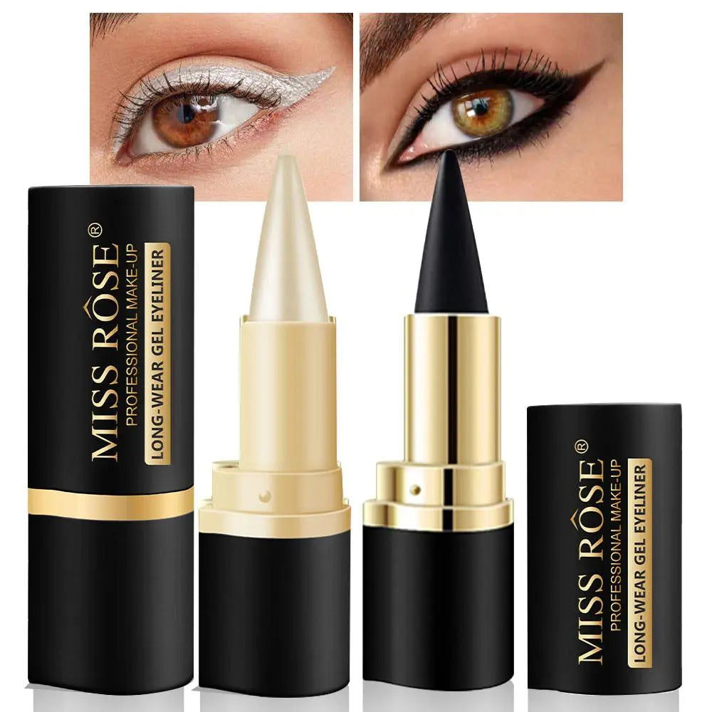 2 Silver Gel Eyeliner Pencils, Long-Lasting Waterproof Black Eye Liner, Natural, Anti-Smudge, Durable Pen, Halloween Makeup