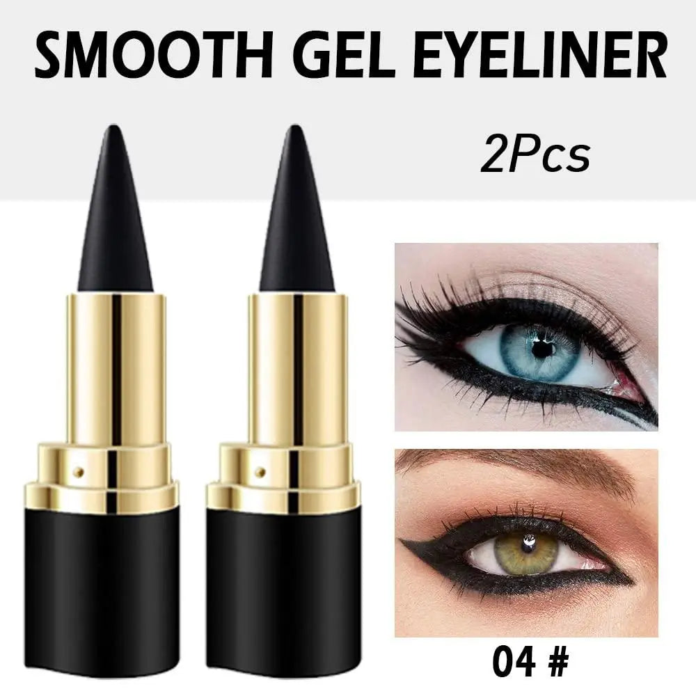2 Silver Gel Eyeliner Pencils, Long-Lasting Waterproof Black Eye Liner, Natural, Anti-Smudge, Durable Pen, Halloween Makeup
