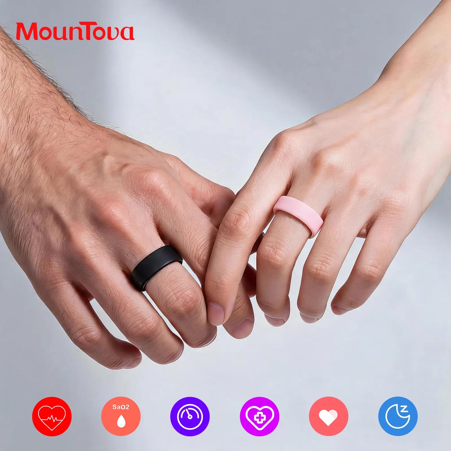 #6-#11 Pink White & Black Ceramic Smart Rings for Women & Men, Waterproof Wearable Fitness Trackers, Heart Rate, Stress & Cycle Monitor, Sleep Tracker, IP68 Waterproof, 5-7 Day Battery, Ios & Android Compatible with Charging Case, Couple Gift