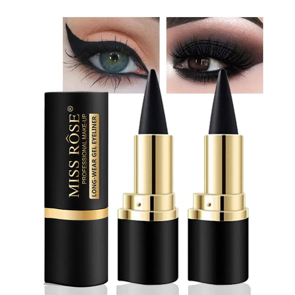 2 Silver Gel Eyeliner Pencils, Long-Lasting Waterproof Black Eye Liner, Natural, Anti-Smudge, Durable Pen, Halloween Makeup