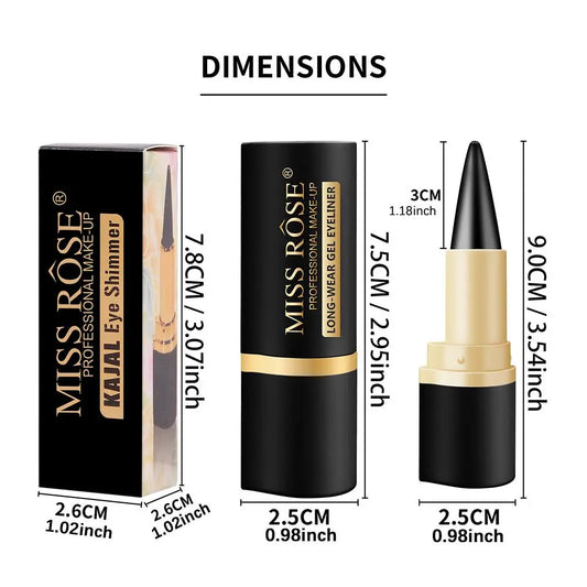 2 Silver Gel Eyeliner Pencils, Long-Lasting Waterproof Black Eye Liner, Natural, Anti-Smudge, Durable Pen, Halloween Makeup