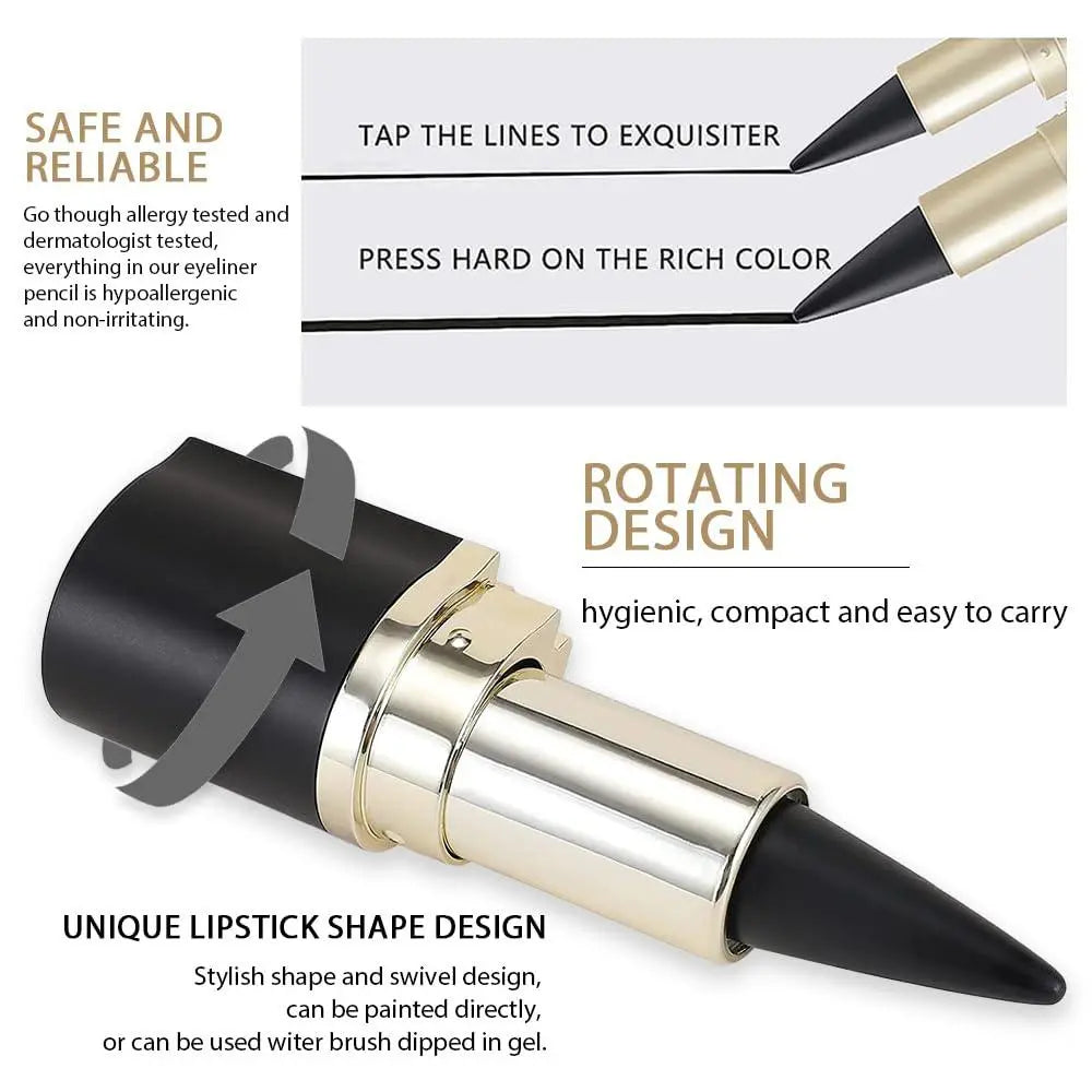 2 Silver Gel Eyeliner Pencils, Long-Lasting Waterproof Black Eye Liner, Natural, Anti-Smudge, Durable Pen, Halloween Makeup