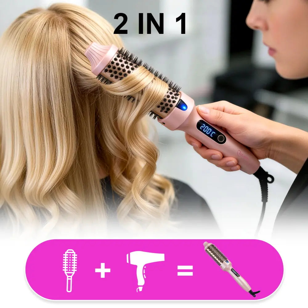 Cotsoco Ionic Thermal Brush, 1.5Inch Negative Ion Heated Styling Brush Universal Voltage, Curling Iron Hair Styling Comb with 6 Temperature Settings, Auto Power Off, Gift for Women